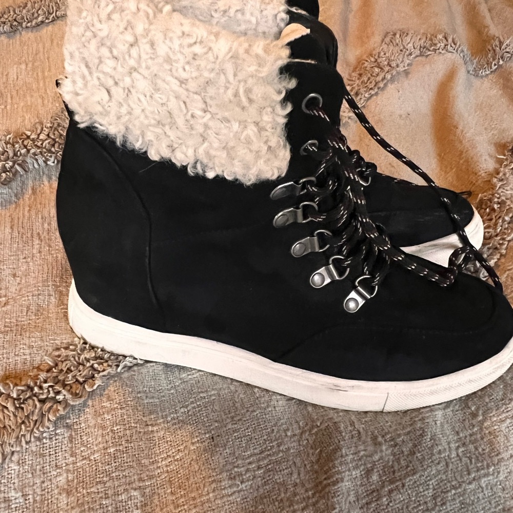 Madden Girl Black Suede Lace Up Sneaker Boot